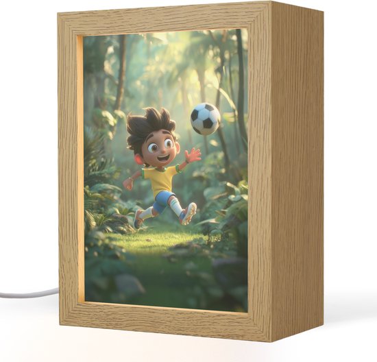Nachtlampje 15x20 cm - Kinder lampje - Jongen - Voetbal - Bos - Tafellamp kinderkamer - Slaapkamer lamp - Bedlamp kinderen - Kinderlampje stopcontact - Wandlamp babykamer - Nachtlampjes