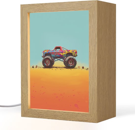 Nachtlampje 15x20 cm - Kinder lampje - Monstertruck - Graffiti - Jongens - Auto - Tafellamp kinderkamer - Slaapkamer lamp - Bedlamp kinderen - Kinderlampje stopcontact - Wandlamp babykamer - Nachtlampjes van Merkloos
