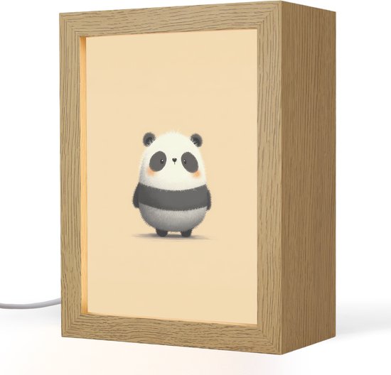 Nachtlampje 15x20 cm - Kinder lampje - Panda - Beige - Minimalistisch - Tafellamp kinderkamer - Slaapkamer lamp - Bedlamp kinderen - Kinderlampje stopcontact - Wandlamp babykamer - Nachtlampjes