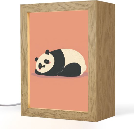 Nachtlampje 15x20 cm - Kinder lampje - Panda - Slaap - Oranje - Tafellamp kinderkamer - Slaapkamer lamp - Bedlamp kinderen - Kinderlampje stopcontact - Wandlamp babykamer - Nachtlampjes