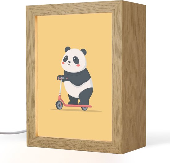 Nachtlampje 15x20 cm - Kinder lampje - Panda - Step - Geel - Tafellamp kinderkamer - Slaapkamer lamp - Bedlamp kinderen - Kinderlampje stopcontact - Wandlamp babykamer - Nachtlampjes