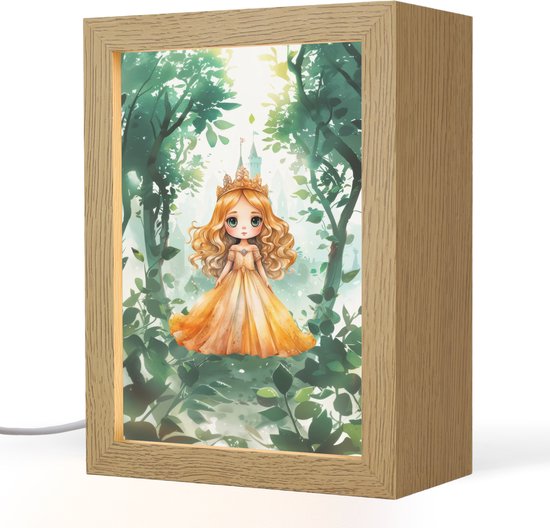 Nachtlampje 15x20 cm - Kinder lampje - Prinses - Meisje - Geel - Prinsessenjurk - Tafellamp kinderkamer - Slaapkamer lamp - Bedlamp kinderen - Kinderlampje stopcontact - Wandlamp babykamer - Nachtlampjes