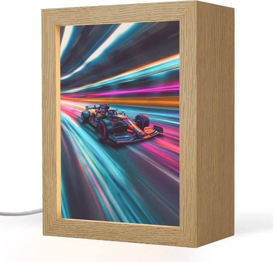 Nachtlampje 15x20 cm - Kinder lampje - Racen - Auto - Race - Jongens - Kleurrijk - Tafellamp kinderkamer - Slaapkamer lamp - Bedlamp kinderen - Kinderlampje stopcontact - Wandlamp babykamer - Nachtlampjes van Merkloos