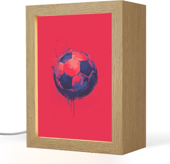 Nachtlampje 15x20 cm - Kinder lampje - Rood - Voetbal - Abstract - Verfspatten - Tafellamp kinderkamer - Slaapkamer lamp - Bedlamp kinderen - Kinderlampje stopcontact - Wandlamp babykamer - Nachtlampjes