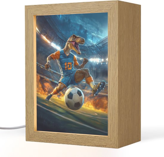 Nachtlampje 15x20 cm - Kinder lampje - T-Rex - Voetbal - Stadion - Tafellamp kinderkamer - Slaapkamer lamp - Bedlamp kinderen - Kinderlampje stopcontact - Wandlamp babykamer - Nachtlampjes