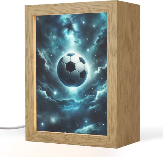 Nachtlampje 15x20 cm - Kinder lampje - Voetbal - Galaxy - Ruimte - Sport - Blauw - Tafellamp kinderkamer - Slaapkamer lamp - Bedlamp kinderen - Kinderlampje stopcontact - Wandlamp babykamer - Nachtlampjes van Merkloos