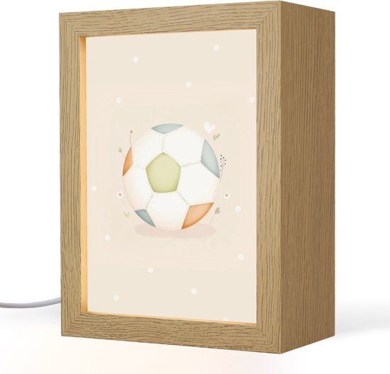 Nachtlampje 15x20 cm - Kinder lampje - Voetbal - Rond - Pastel - Stippen - Tafellamp kinderkamer - Slaapkamer lamp - Bedlamp kinderen - Kinderlampje stopcontact - Wandlamp babykamer - Nachtlampjes van Merkloos