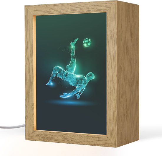 Nachtlampje 15x20 cm - Kinder lampje - Voetbal - Voetballer - Jongen - Zwart - Tafellamp kinderkamer - Slaapkamer lamp - Bedlamp kinderen - Kinderlampje stopcontact - Wandlamp babykamer - Nachtlampjes van Merkloos