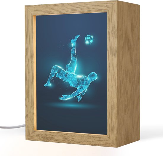 Nachtlampje 15x20 cm - Kinder lampje - Voetballer - Blauw - Neon - Tafellamp kinderkamer - Slaapkamer lamp - Bedlamp kinderen - Kinderlampje stopcontact - Wandlamp babykamer - Nachtlampjes