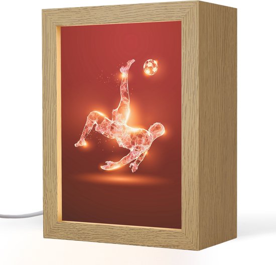 Nachtlampje 15x20 cm - Kinder lampje - Voetballer - Omhaal - Rood - Neon - Tafellamp kinderkamer - Slaapkamer lamp - Bedlamp kinderen - Kinderlampje stopcontact - Wandlamp babykamer - Nachtlampjes van Merkloos
