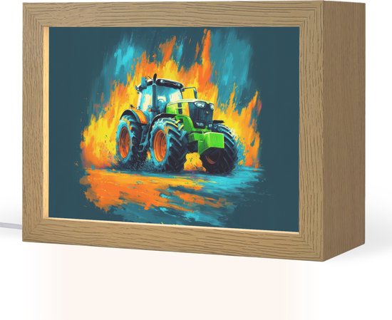 Nachtlampje 20x15 cm - Kinder lamp - Abstract - Tractor - Groen - Tafellamp kinderkamer - Slaapkamer lamp - Bedlamp kinderen - Kinderlampje stopcontact - Wandlamp babykamer - Nachtlampjes van Merkloos