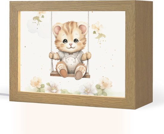 Nachtlampje 20x15 cm - Kinder lamp - Beer - Baby - Dier - Kinderen - Tafellamp kinderkamer - Slaapkamer lamp - Bedlamp kinderen - Kinderlampje stopcontact - Wandlamp babykamer - Nachtlampjes van Merkloos