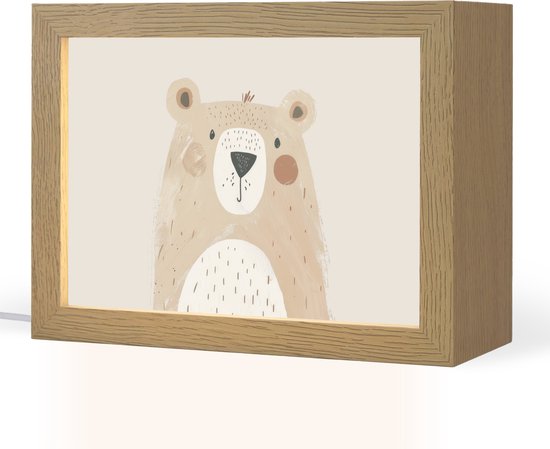 Nachtlampje 20x15 cm - Kinder lamp - Beer - Dier - Wilde dieren - Tafellamp kinderkamer - Slaapkamer lamp - Bedlamp kinderen - Kinderlampje stopcontact - Wandlamp babykamer - Nachtlampjes van Lunettes