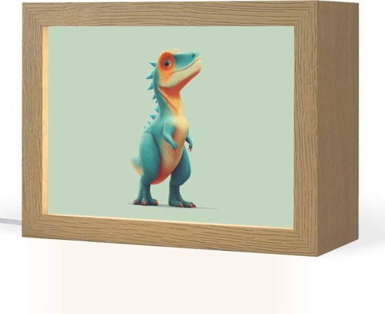 Nachtlampje 20x15 cm - Kinder lamp - Cartoon - Dino - Oranje - Stekels - Tafellamp kinderkamer - Slaapkamer lamp - Bedlamp kinderen - Kinderlampje stopcontact - Wandlamp babykamer - Nachtlampjes van Etrias