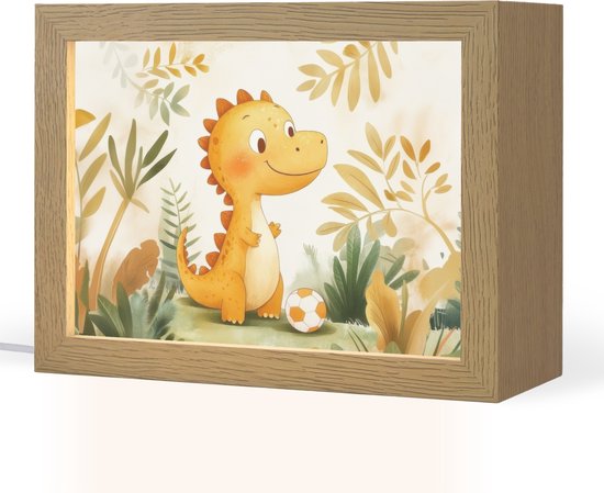 Nachtlampje 20x15 cm - Kinder lamp - Dino - Voetbal - Oranje - Tafellamp kinderkamer - Slaapkamer lamp - Bedlamp kinderen - Kinderlampje stopcontact - Wandlamp babykamer - Nachtlampjes van Merkloos
