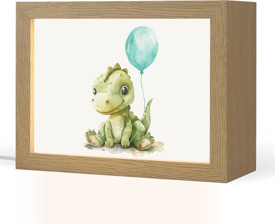 Nachtlampje 20x15 cm - Kinder lamp - Draak - Baby dier - Blauwe ballon - Tafellamp kinderkamer - Slaapkamer lamp - Bedlamp kinderen - Kinderlampje stopcontact - Wandlamp babykamer - Nachtlampjes van Merkloos