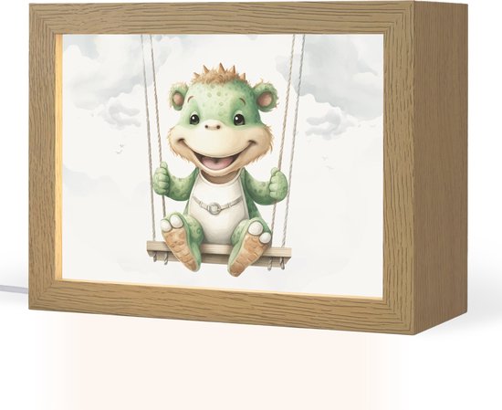 Nachtlampje 20x15 cm - Kinder lamp - Draak - Baby dier - Kinderen - Tafellamp kinderkamer - Slaapkamer lamp - Bedlamp kinderen - Kinderlampje stopcontact - Wandlamp babykamer - Nachtlampjes van Magic Nights