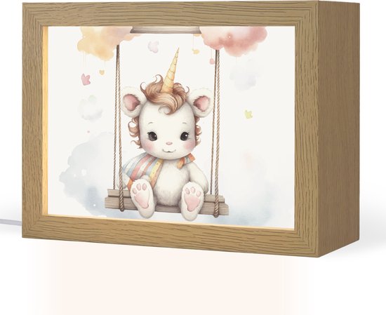 Nachtlampje 20x15 cm - Kinder lamp - Eenhoorn - Dier - Kinderen - Unicorn - Tafellamp kinderkamer - Slaapkamer lamp - Bedlamp kinderen - Kinderlampje stopcontact - Wandlamp babykamer - Nachtlampjes van Merkloos