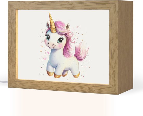 Nachtlampje 20x15 cm - Kinder lamp - Eenhoorn - Roze - Magie - Tafellamp kinderkamer - Slaapkamer lamp - Bedlamp kinderen - Kinderlampje stopcontact - Wandlamp babykamer - Nachtlampjes van Merkloos