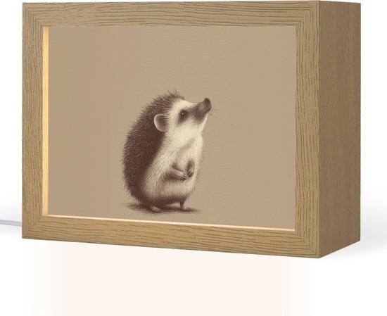 Nachtlampje 20x15 cm - Kinder lamp - Egel - Snuitje - Bruin - Stekels - Tafellamp kinderkamer - Slaapkamer lamp - Bedlamp kinderen - Kinderlampje stopcontact - Wandlamp babykamer - Nachtlampjes van Merkloos