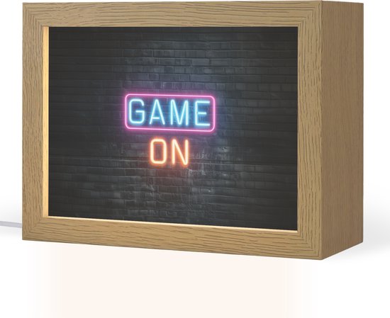 Nachtlampje 20x15 cm - Kinder lamp - Game on - Neon - Muur - Tafellamp kinderkamer - Slaapkamer lamp - Bedlamp kinderen - Kinderlampje stopcontact - Wandlamp babykamer - Nachtlampjes van Merkloos