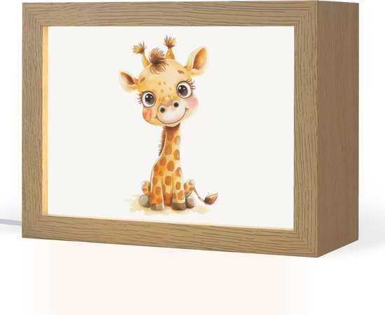 Nachtlampje 20x15 cm - Kinder lamp - Giraf - Baby dier - Wilde dieren - Tafellamp kinderkamer - Slaapkamer lamp - Bedlamp kinderen - Kinderlampje stopcontact - Wandlamp babykamer - Nachtlampjes van Merkloos