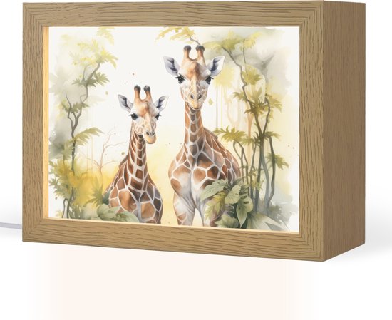 Nachtlampje 20x15 cm - Kinder lamp - Giraffe - Wilde dieren - Natuur - Kinderen - Tafellamp kinderkamer - Slaapkamer lamp - Bedlamp kinderen - Kinderlampje stopcontact - Wandlamp babykamer - Nachtlampjes van Merkloos
