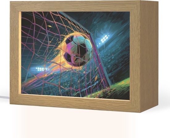 Nachtlampje 20x15 cm - Kinder lamp - Goal - Voetbal - Vuur - Stadion - Tafellamp kinderkamer - Slaapkamer lamp - Bedlamp kinderen - Kinderlampje stopcontact - Wandlamp babykamer - Nachtlampjes van Merkloos