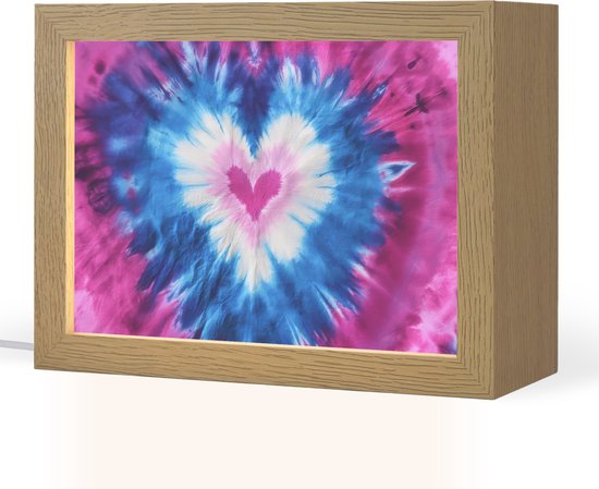 Nachtlampje 20x15 cm - Kinder lamp - Hartvormig - Tie dye - Paars - Tafellamp kinderkamer - Slaapkamer lamp - Bedlamp kinderen - Kinderlampje stopcontact - Wandlamp babykamer - Nachtlampjes van Merkloos