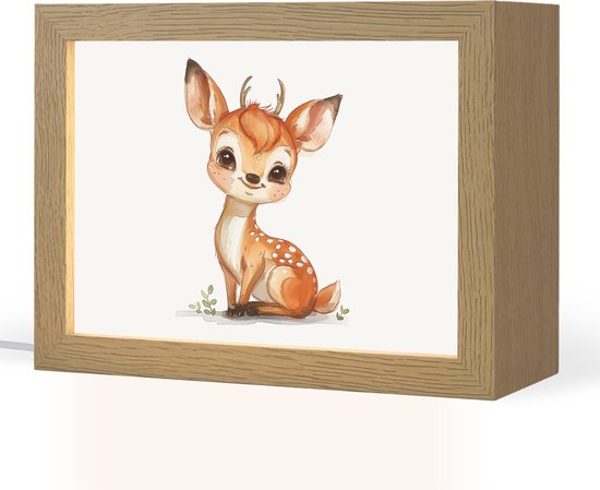 Nachtlampje 20x15 cm - Kinder lamp - Hert - Baby - Dieren - Tafellamp kinderkamer - Slaapkamer lamp - Bedlamp kinderen - Kinderlampje stopcontact - Wandlamp babykamer - Nachtlampjes van N\A