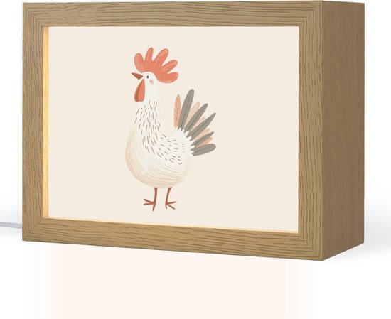 Nachtlampje 20x15 cm - Kinder lamp - Kip - Boerderij - Dieren - Tafellamp kinderkamer - Slaapkamer lamp - Bedlamp kinderen - Kinderlampje stopcontact - Wandlamp babykamer - Nachtlampjes van Decoware