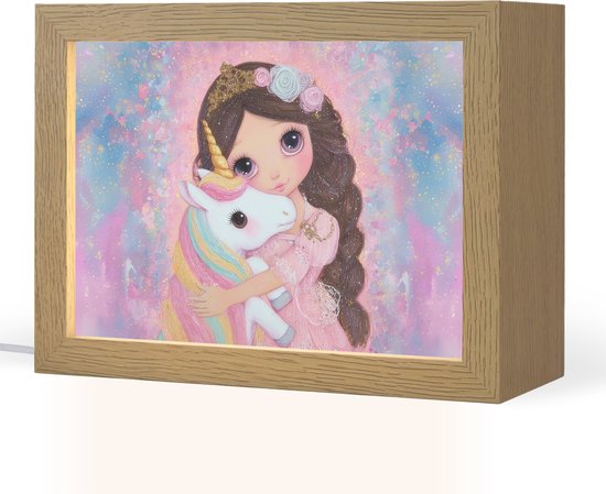 Nachtlampje 20x15 cm - Kinder lamp - Meisje - Eenhoorn - Glitter - Tafellamp kinderkamer - Slaapkamer lamp - Bedlamp kinderen - Kinderlampje stopcontact - Wandlamp babykamer - Nachtlampjes van Merkloos