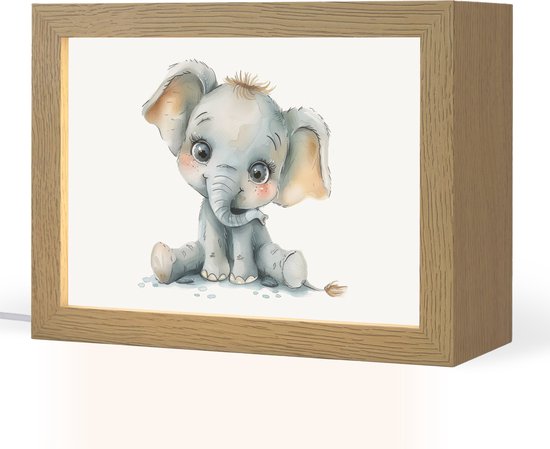 Nachtlampje 20x15 cm - Kinder lamp - Olifant - Baby dier - Tafellamp kinderkamer - Slaapkamer lamp - Bedlamp kinderen - Kinderlampje stopcontact - Wandlamp babykamer - Nachtlampjes van Merkloos