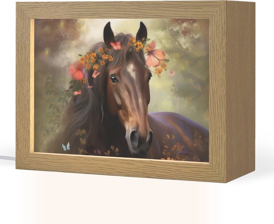 Nachtlampje 20x15 cm - Kinder lamp - Paard - Dieren - Bloemen - Bos - Vlinder - Tafellamp kinderkamer - Slaapkamer lamp - Bedlamp kinderen - Kinderlampje stopcontact - Wandlamp babykamer - Nachtlampjes van Little Lamp Company