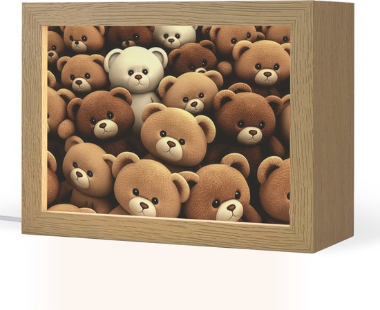 Nachtlampje 20x15 cm - Kinder lamp - Teddybeer - Knuffel - Bruin - Beer - Jongens - Meisjes - Tafellamp kinderkamer - Slaapkamer lamp - Bedlamp kinderen - Kinderlampje stopcontact - Wandlamp babykamer - Nachtlampjes van Merkloos