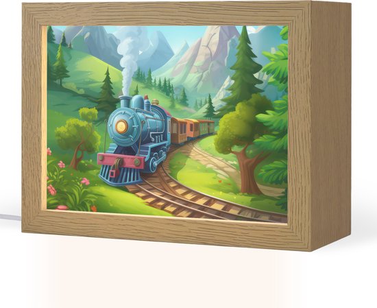 Nachtlampje 20x15 cm - Kinder lamp - Trein - Bloemen - Kinderen - Natuur - Tafellamp kinderkamer - Slaapkamer lamp - Bedlamp kinderen - Kinderlampje stopcontact - Wandlamp babykamer - Nachtlampjes van Merkloos