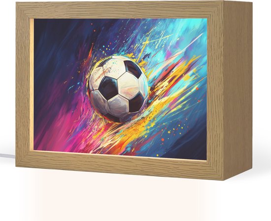 Nachtlampje 20x15 cm - Kinder lamp - Voetbal - Kleurrijk - Abstract - Penseelstreken - Tafellamp kinderkamer - Slaapkamer lamp - Bedlamp kinderen - Kinderlampje stopcontact - Wandlamp babykamer - Nachtlampjes van Merkloos
