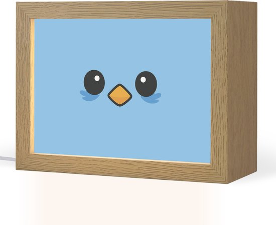 Nachtlampje 20x15 cm - Kinder lamp - Vogel - Blauw - Eenvoudig - Tafellamp kinderkamer - Slaapkamer lamp - Bedlamp kinderen - Kinderlampje stopcontact - Wandlamp babykamer - Nachtlampjes van Merkloos