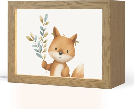 Nachtlampje 20x15 cm - Kinder lamp - Vos - Dier - Bosdieren - Tafellamp kinderkamer - Slaapkamer lamp - Bedlamp kinderen - Kinderlampje stopcontact - Wandlamp babykamer - Nachtlampjes van Merkloos