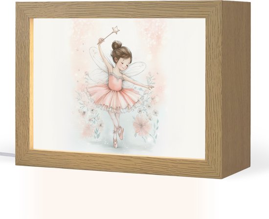 Nachtlampje 20x15 cm - Kinder lampje - Ballerina - Fee - Roze - Tafellamp kinderkamer - Slaapkamer lamp - Bedlamp kinderen - Kinderlampje stopcontact - Wandlamp babykamer - Nachtlampjes