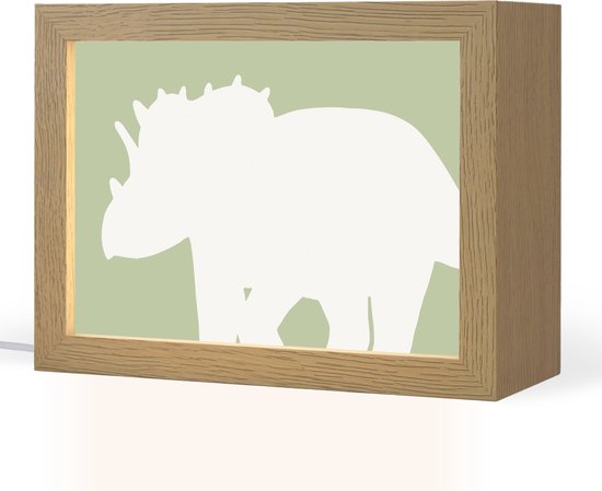 Nachtlampje 20x15 cm - Kinder lampje - Dino - Triceratops - Dinosaurus - Groen - Tafellamp kinderkamer - Slaapkamer lamp - Bedlamp kinderen - Kinderlampje stopcontact - Wandlamp babykamer - Nachtlampjes van Merkloos