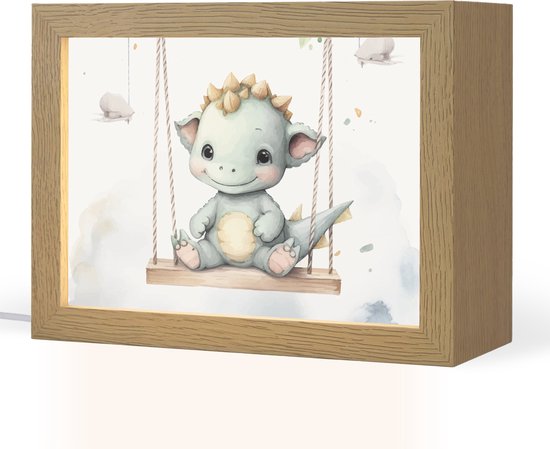 Nachtlampje 20x15 cm - Kinder lampje - Draak - Baby dier - Kinderen - Tafellamp kinderkamer - Slaapkamer lamp - Bedlamp kinderen - Kinderlampje stopcontact - Wandlamp babykamer - Nachtlampjes van OnlyWow