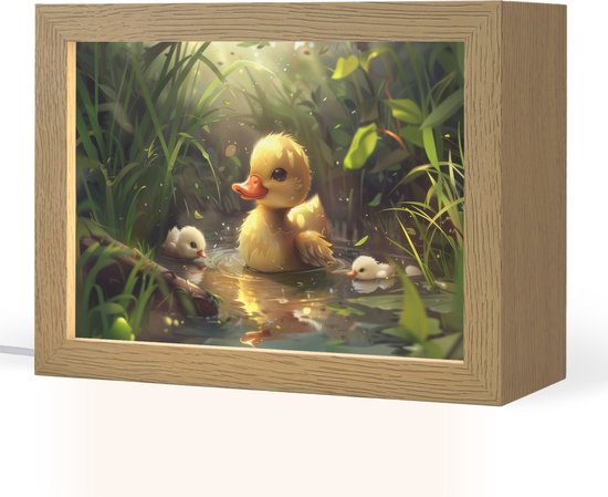 Nachtlampje 20x15 cm - Kinder lampje - Eendjes - Dieren - Natuur - Tafellamp kinderkamer - Slaapkamer lamp - Bedlamp kinderen - Kinderlampje stopcontact - Wandlamp babykamer - Nachtlampjes van Merkloos