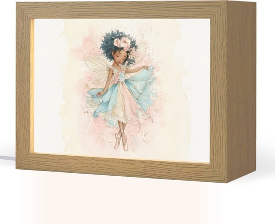 Nachtlampje 20x15 cm - Kinder lampje - Fee - Pastel - Magie - Tafellamp kinderkamer - Slaapkamer lamp - Bedlamp kinderen - Kinderlampje stopcontact - Wandlamp babykamer - Nachtlampjes van Little Dreamzzz.