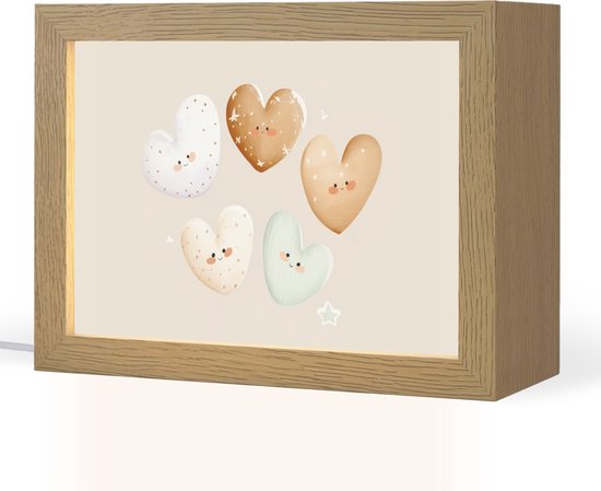 Nachtlampje 20x15 cm - Kinder lampje - Hartjes - Kleurrijk - Pastel - Tafellamp kinderkamer - Slaapkamer lamp - Bedlamp kinderen - Kinderlampje stopcontact - Wandlamp babykamer - Nachtlampjes van HEMA