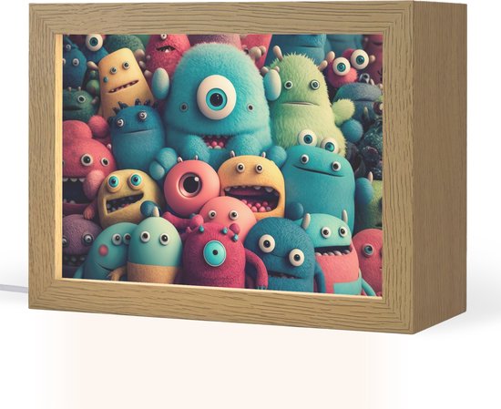 Nachtlampje 20x15 cm - Kinder lampje - Kids - Monster - Regenboog - Design - Meiden - Jongens - Tafellamp kinderkamer - Slaapkamer lamp - Bedlamp kinderen - Kinderlampje stopcontact - Wandlamp babykamer - Nachtlampjes van OnlyWow