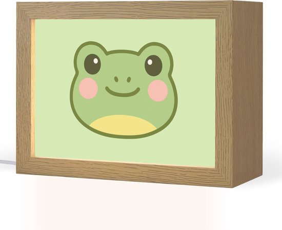 Nachtlampje 20x15 cm - Kinder lampje - Kikker - Groen - Vriendelijkheid - Tafellamp kinderkamer - Slaapkamer lamp - Bedlamp kinderen - Kinderlampje stopcontact - Wandlamp babykamer - Nachtlampjes van OnlyWow