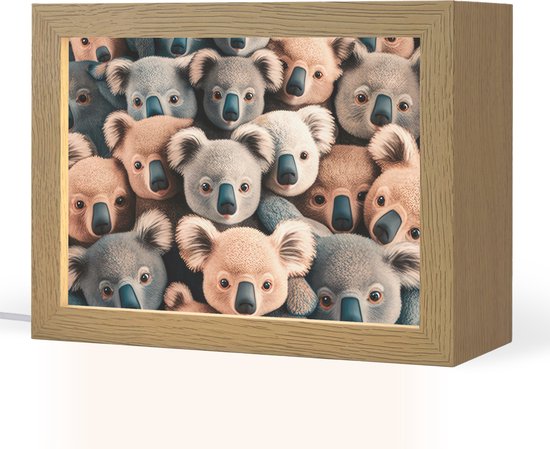 Nachtlampje 20x15 cm - Kinder lampje - Koala - Dieren - Patronen - Grijs - Bruin - Kinderen - Tafellamp kinderkamer - Slaapkamer lamp - Bedlamp kinderen - Kinderlampje stopcontact - Wandlamp babykamer - Nachtlampjes