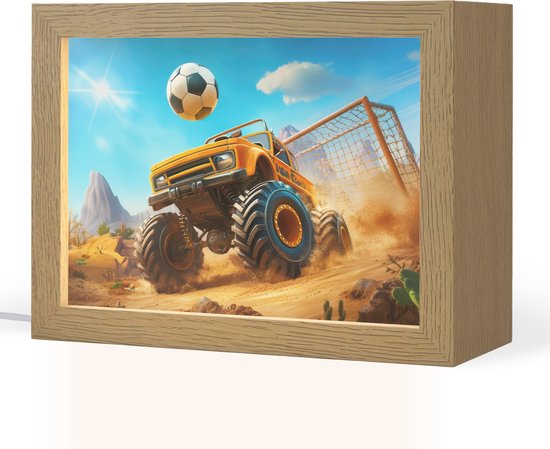 Nachtlampje 20x15 cm - Kinder lampje - Monstertruck - Voetbal - Woestijn - Tafellamp kinderkamer - Slaapkamer lamp - Bedlamp kinderen - Kinderlampje stopcontact - Wandlamp babykamer - Nachtlampjes van Merkloos