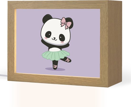 Nachtlampje 20x15 cm - Kinder lampje - Panda - Paars - Sierlijk - Kawaii - Tafellamp kinderkamer - Slaapkamer lamp - Bedlamp kinderen - Kinderlampje stopcontact - Wandlamp babykamer - Nachtlampjes